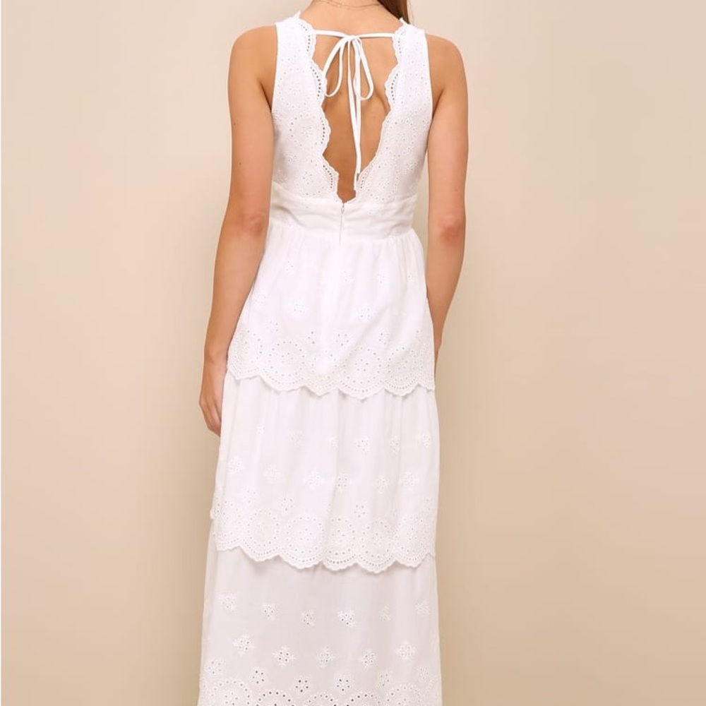 Lulus white tiered midi dress - Picture 2 of 5